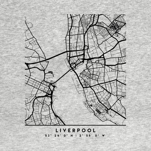 LIVERPOOL ENGLAND BLACK CITY STREET MAP ART by deificusArt